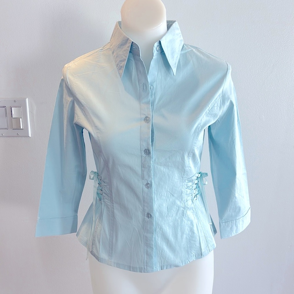 Y2K Corset-Style Button-Down Dress Shirt